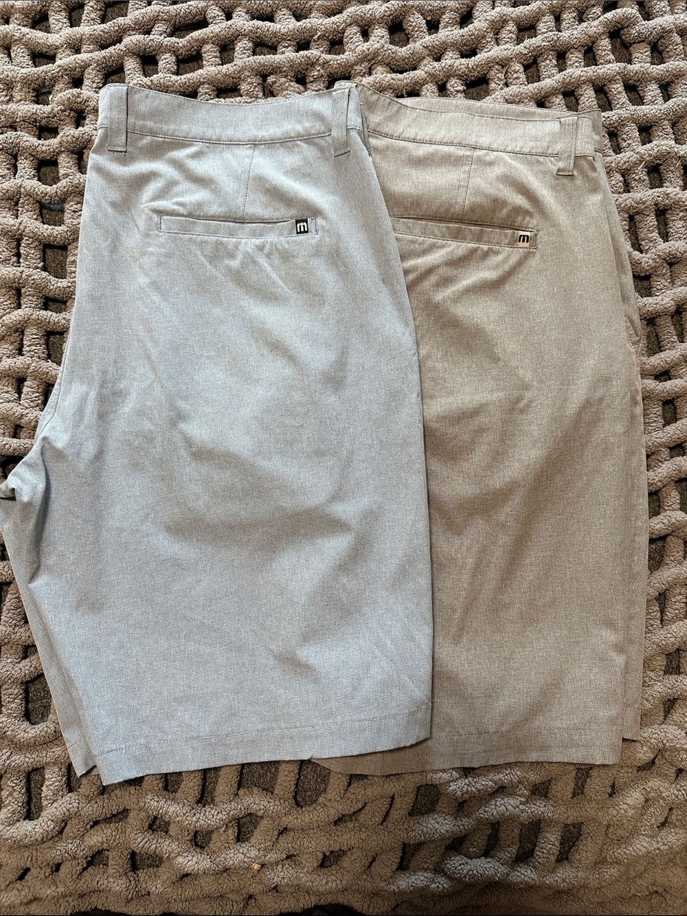 Travis Matthew Shorts in Light Gray and Light Blue